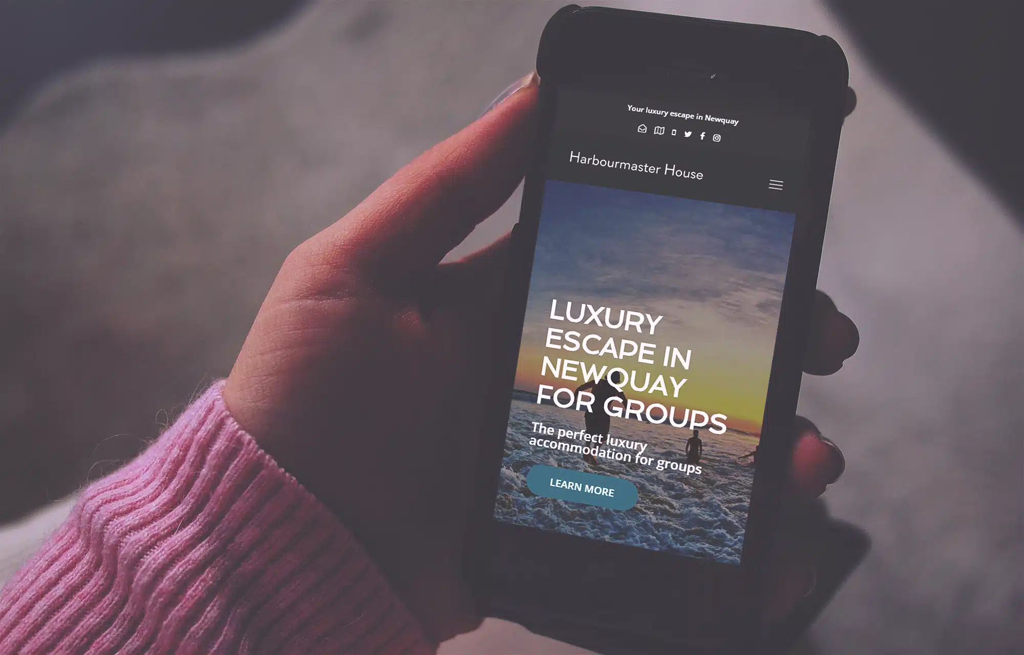 Harbourmaster House luxury holiday accommodation website project by Tim Lord in Newquay, Cornwall