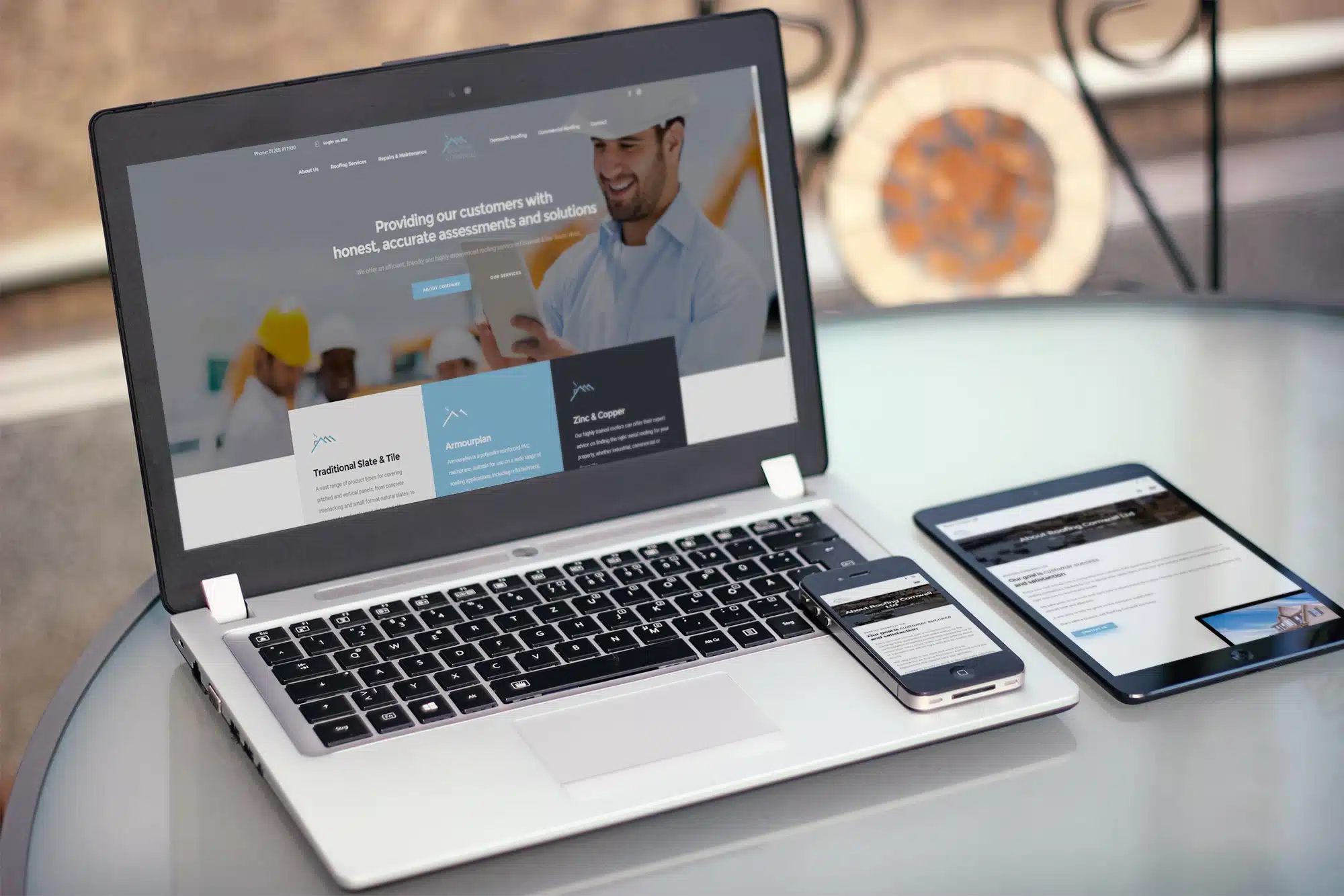 Roofing Cornwall responsive trade website project by Tim Lord